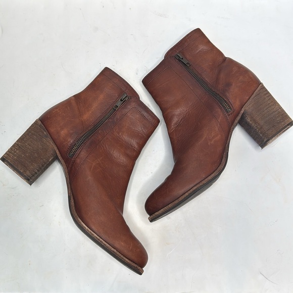 Frye Addie Double Zip Brown Leather Ankle Boots S-242 Sz 11 - Picture 5 of 11